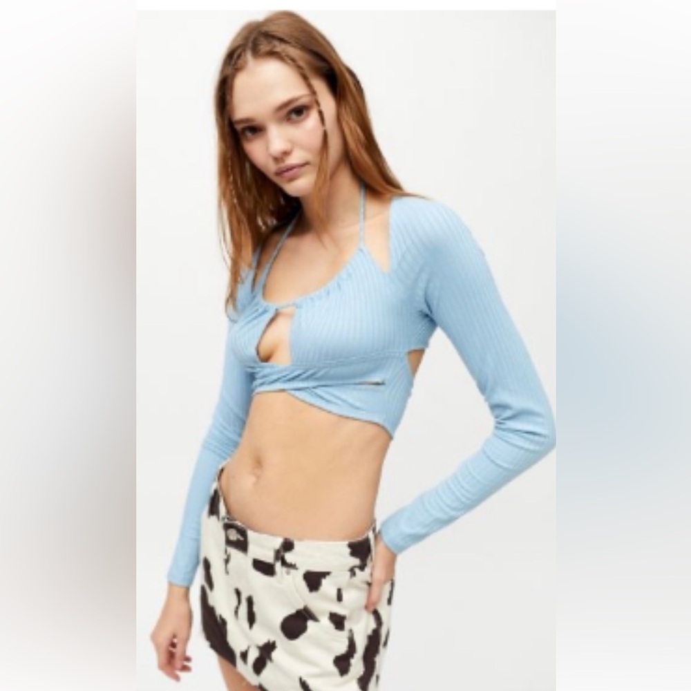 Long sleeve Light Blue crop top